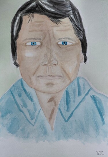 Peinture intitulée "Alain Delon" par Lourdes M, Œuvre d'art originale, Aquarelle