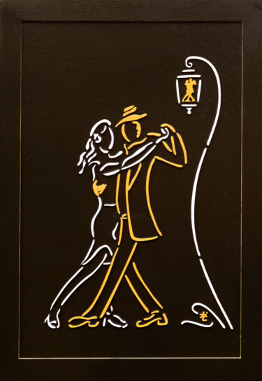 Peinture intitulée "Danseurs au lampada…" par Laurent Lopez Le Nébleu, Œuvre d'art originale, Acrylique Monté sur Panneau de…