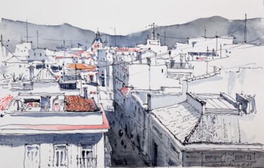Valencia Rooftops 제목이 "Valencia Rooftops"인 미술작품 Eugenia Gorbacheva로, 원작, 수채화