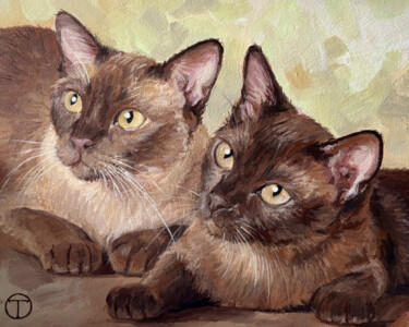 绘画 标题为“Siamese cats” 由Olia Tomkova, 原创艺术品, 丙烯