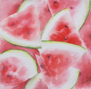 绘画 标题为“watermelon slices” 由Fineartderya, 原创艺术品, 水彩