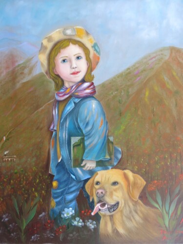 The Little Explorer Painting titled "The Little Explorer" by Jihea Kim, Original Artwork, Oil Mounted on Wood Stretcher frame