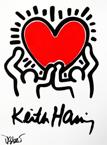 Haring in love ( Tribute to Keith Haring ) by Dr. Love Painting titled "Haring in love ( Tr…" by Dr. Love, Original Artwork, Acrylic