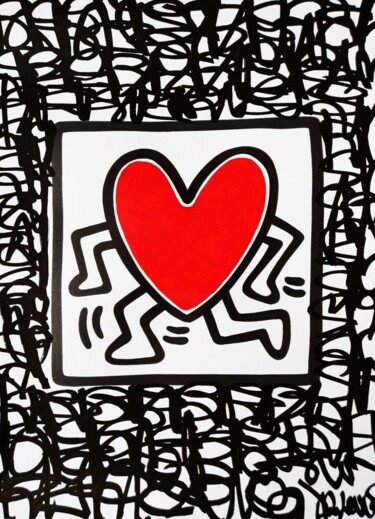 Картина под названием "Running heart ( Tri…" - Dr. Love, Подлинное произведение искусства, Акрил