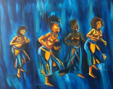 Mulheres africanas dançando Peinture intitulée "Mulheres africanas…" par Freddy Monteiro Ovando, Œuvre d'art originale, Huile