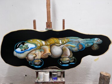 Schilderij getiteld "Maccalaica" door Paolo Chiarloni, Origineel Kunstwerk, Olie Gemonteerd op Andere stijve panelen