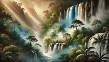 数字艺术 标题为“Waterfalls” 由Cultureblitz, 原创艺术品, 数字油画