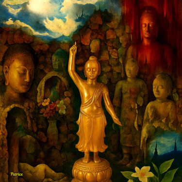 Prenten & gravures getiteld "The Teaching Buddha…" door Patrick John Bennett (Patrice), Origineel Kunstwerk, Digitale fotogr…