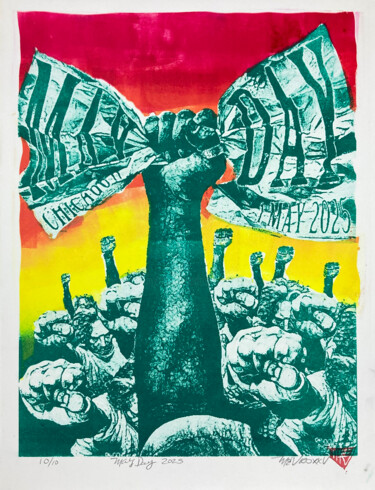 Incisioni, stampe intitolato "May Day - 2025" da Michael E. Voss, Opera d'arte originale, Litografia