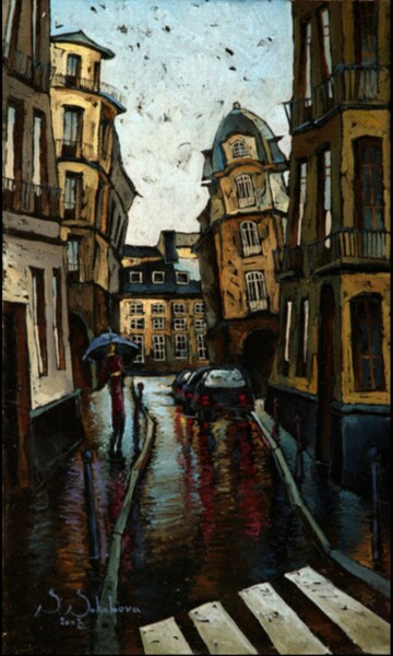 Pittura intitolato "Улицы Парижа" da Svetlana Sokolova, Opera d'arte originale, Olio Montato su Telaio per barella in legno