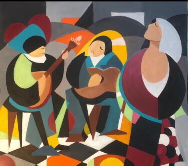 Peinture intitulée "Coração fadista" par César Azevedo, Œuvre d'art originale, Acrylique Monté sur Châssis en bois