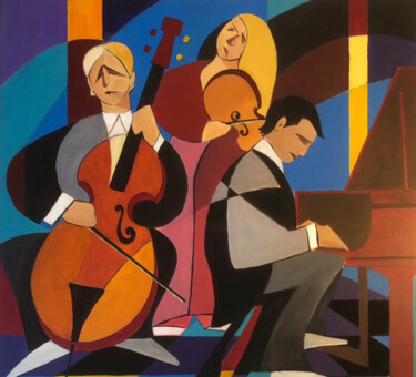 Peinture intitulée "Trio musical" par César Azevedo, Œuvre d'art originale, Acrylique Monté sur Châssis en bois