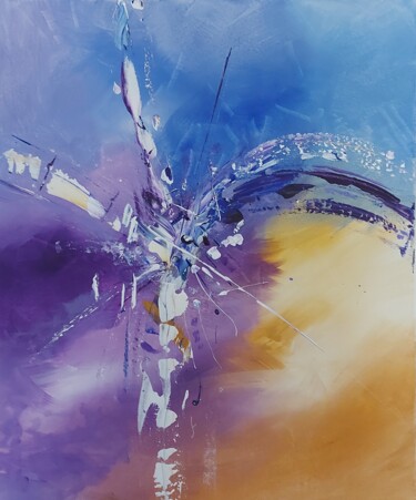 Painting titled "Joie" by Christelle Moreau, Original Artwork, Acrylic Mounted on Wood Stretcher frame