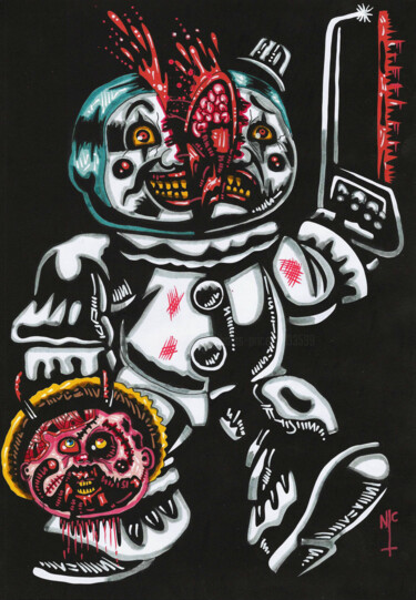 Disegno intitolato "GPK ART THE CLOWN F…" da Nicholas Price, Opera d'arte originale, Inchiostro