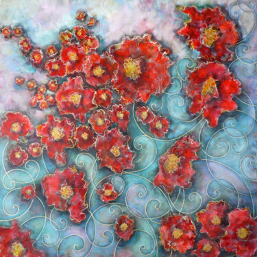 The Allure of Red: Sensual Blossoms in Motion Schilderij getiteld "The Allure of Red:…" door Sasha Tovstik, Origineel Kunstwerk, Acryl