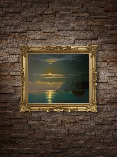 Nocturne with Moored Silence Painting titled "Nocturne with Moore…" by Lara Wasiljewa, Original Artwork, Oil