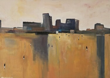 Painting titled "In da city" by Mariusz Makula, Original Artwork, Oil