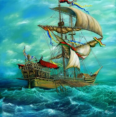 Картина под названием "The Last Voyage" - Oleksiy Dolinskyy, Подлинное произведение искусства, Масло