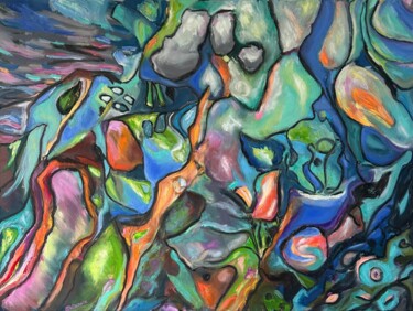 Flux Peinture intitulée "Flux" par Olga Mcnamara, Œuvre d'art originale, Huile Monté sur Châssis en bois