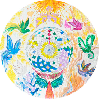 Light of the Soul – Unity, sacred geometry, love 绘画 标题为“Light of the Soul –…” 由Nadezhda Dvornikova, 原创艺术品, 丙烯