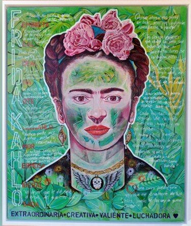 绘画 标题为“FRIDA” 由Jose Manuel Real Gata, 原创艺术品, 油 安装在木质担架架上
