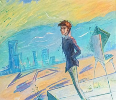 Painting titled "Inspiration" by Shaliko Saghatelyan, Original Artwork, Oil Mounted on Wood Panel