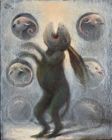 绘画 标题为“beloved little elep…” 由Sergii Shkoliar, 原创艺术品, 油 安装在木质担架架上