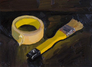 "Tape and Brush" Schilderij getiteld ""Tape and Brush"" door Serhii Zavadenko, Origineel Kunstwerk, Olie