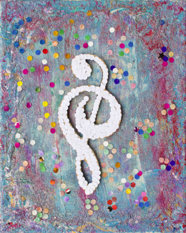 Pintura titulada "Clef de sol" por Maguie Mesguich, Obra de arte original, Acrílico Montado en Bastidor de camilla de madera