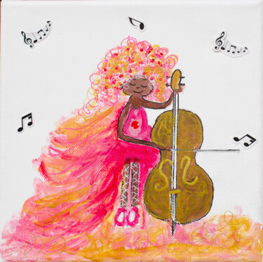 Картина под названием "La violoncelliste" - Maguie Mesguich, Подлинное произведение искусства, Акрил Установлен на Деревянна…