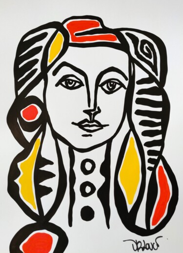 Head of woman ( Tribute to Pablo Picasso ) Pintura intitulada "Head of woman ( Tri…" por Dr. Love, Obras de arte originais, Acrílico