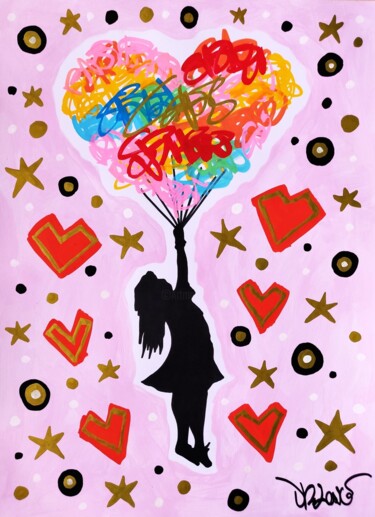 Fly away ( Tribute to Banksy ) 绘画 标题为“Fly away ( Tribute…” 由Dr. Love, 原创艺术品, 丙烯