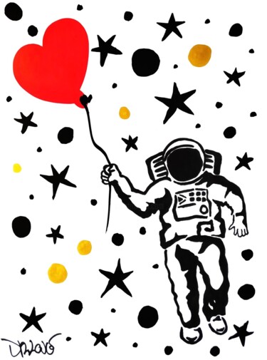 Spceman in love Peinture intitulée "Spceman in love" par Dr. Love, Œuvre d'art originale, Acrylique