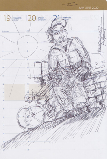 Disegno intitolato "22/02/2025" da Frédéric Avez, Opera d'arte originale, Biro