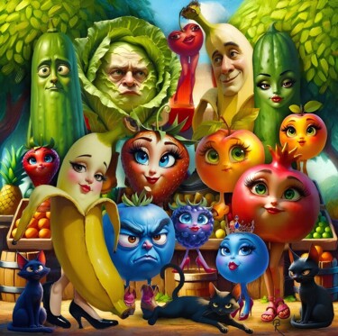 The Fruity Class Reunion Цифровое искусство под названием "The Fruity Class Re…" - Ashedinarockirart, Подлинное произведение искусства, 2D Цифровая Р…