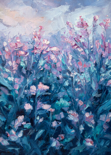 绘画 标题为“Pink Flora” 由Adrienn Pécsek, 原创艺术品, 油
