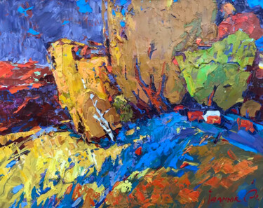 Warm autumn evening Pittura intitolato "Warm autumn evening" da Oleksiy Ivanyuk, Opera d'arte originale, Olio Montato su Telaio per barella in l…