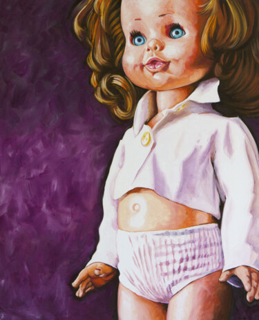 Bambola | Doll Painting titled "Bambola | Doll" by Silla Guerrini, Original Artwork, Oil Mounted on Wood Stretcher frame