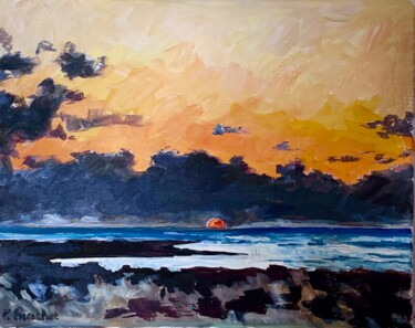 Peinture intitulée "Soleil rouge en Sic…" par Pascal Brachet, Œuvre d'art originale, Acrylique