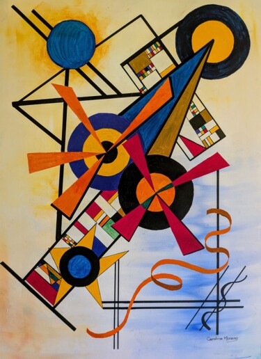 Schilderij getiteld "Geometría del viento" door Carolina Moreno, Origineel Kunstwerk, Acryl Gemonteerd op Frame voor houten…