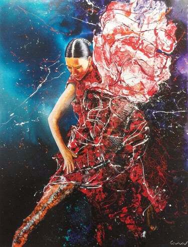 Schilderij getiteld "LOLA" door Jean-Michel Canal, Origineel Kunstwerk, Acryl Gemonteerd op Frame voor houten brancard