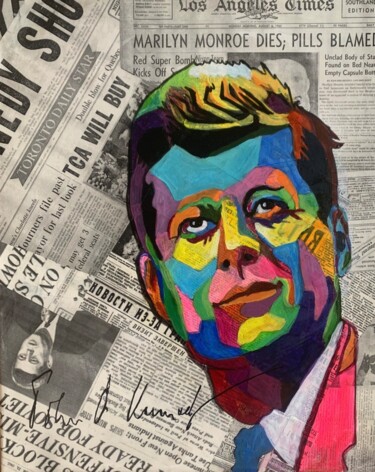 Mister President 拼贴 标题为“Mister President” 由Artseeker Artists, 原创艺术品, 拼贴 安装在木质担架架上