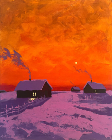 "Purple Silence" başlıklı Tablo Andrii Skoryi (LERAN) tarafından, Orijinal sanat, Akrilik Ahşap Sedye çerçevesi üzerine mont…