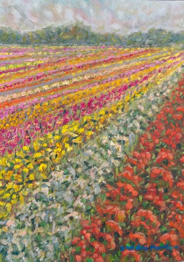 "Campo de flores na…" başlıklı Tablo Freddy Monteiro Ovando tarafından, Orijinal sanat, Petrol