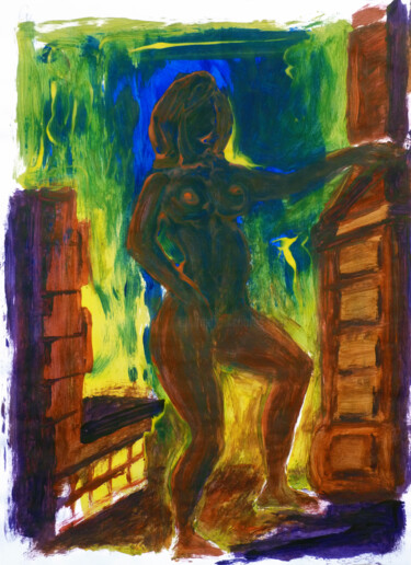 Pittura intitolato "Drifter." da Götz Wiedenroth, Opera d'arte originale, Tempera