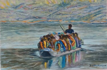Malerei mit dem Titel "Travessia do rio ge…" von Freddy Monteiro Ovando, Original-Kunstwerk, Öl