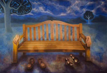 Painting titled "La banca" by Jose Luis Zarate, Original Artwork, Oil