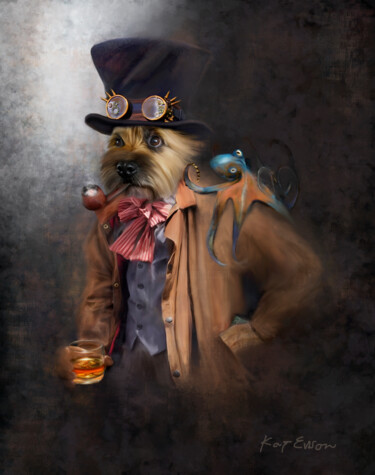 Digital Arts titled "A Hound's Best Frie…" by Kay Evison, Original Artwork, Digital Painting