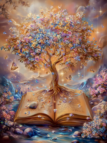 Blooming Roots of Existence Цифровое искусство под названием "Blooming Roots of E…" - Asnat Unnger, Подлинное произведение искусства, Струйный