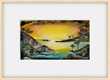 Pittura intitolato "Paysage lunaire" da Ninoufloral, Opera d'arte originale, Acrilico Montato su Pannello di legno